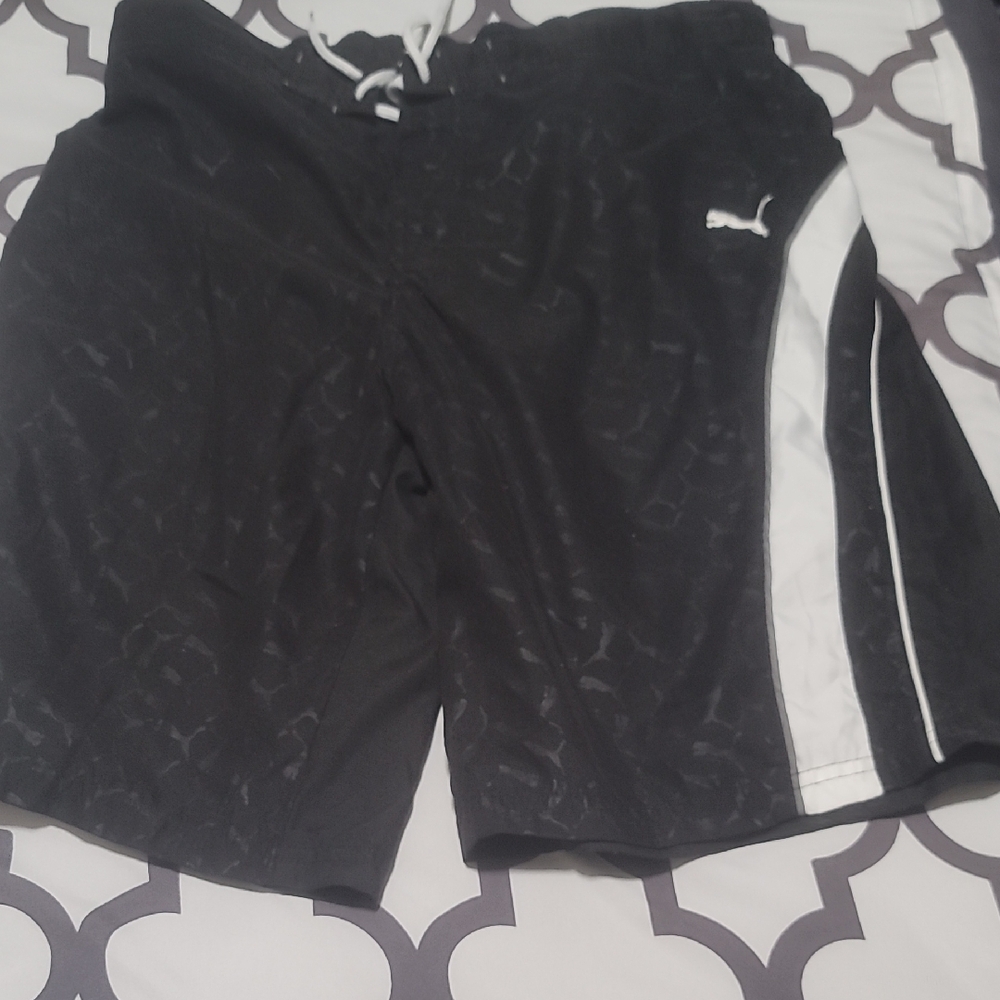 Puma Black Shorts with White Stripe